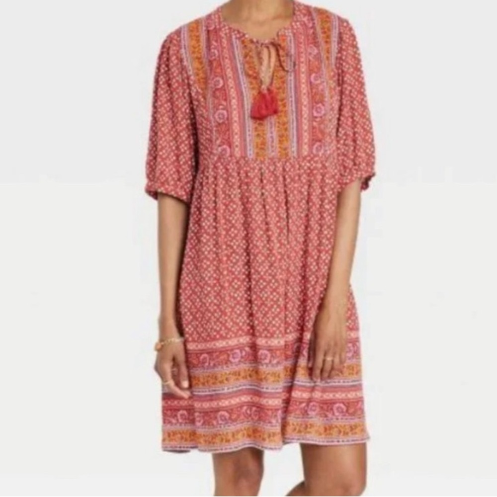 Knox Rose Flutter Sleeve A-Line Boho Dress